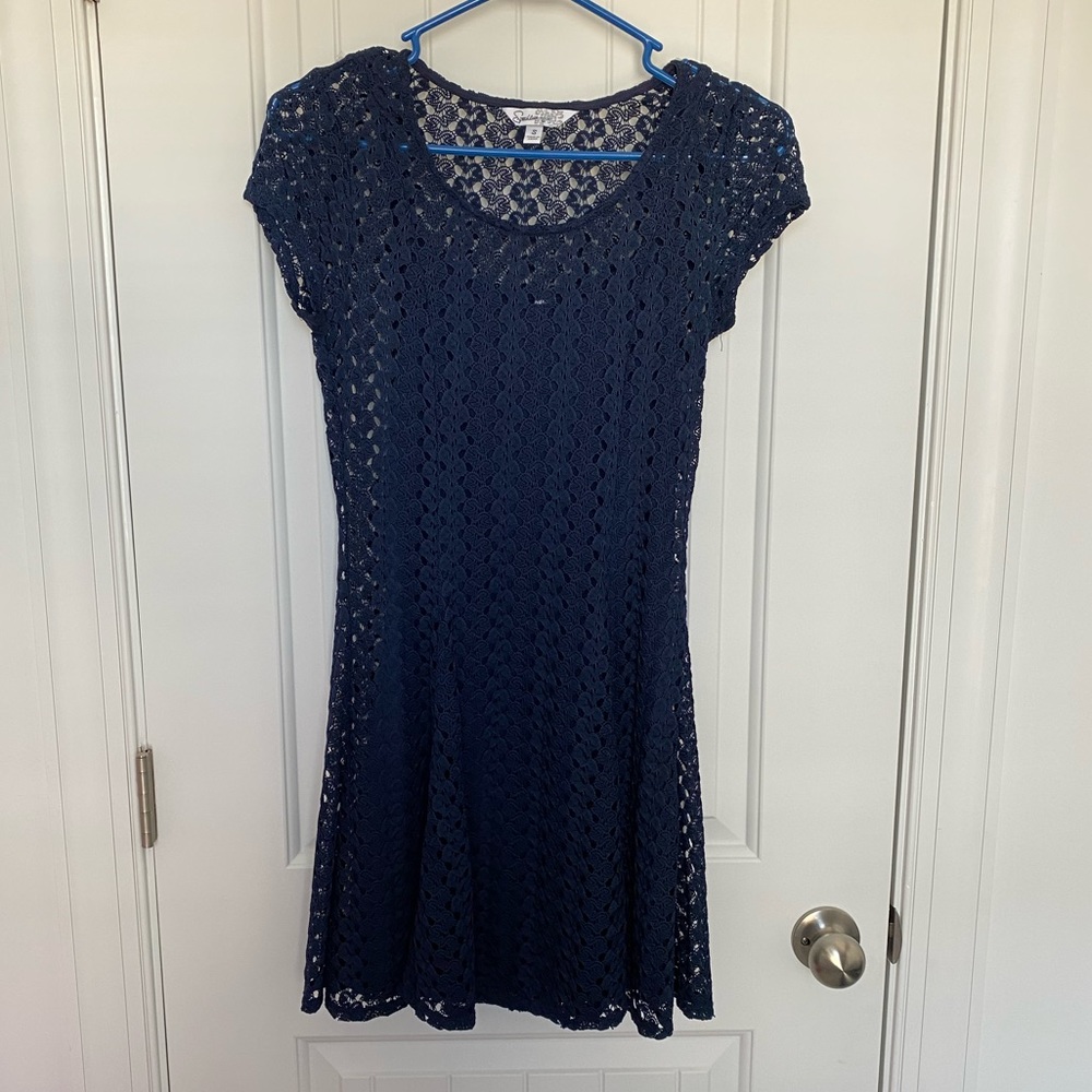 Navy Crochet Dress